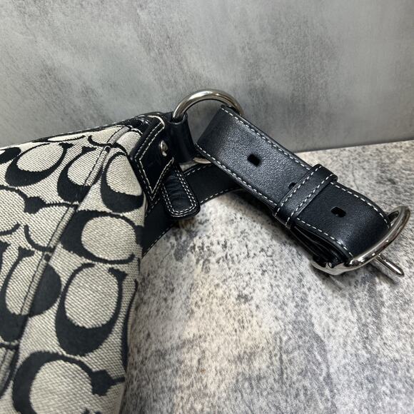 Coach Tan Brown Canvas Shoulder Bag Signature Adjustable Strap Buckle Classic - Picture 5 of 14